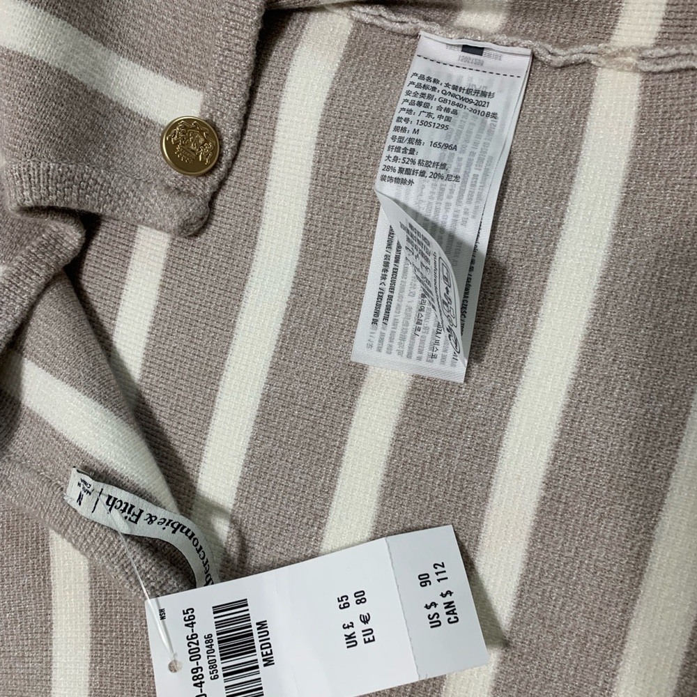 Abercrombie & Fitch Taupe and White Striped Cardigan - Picture 4 of 5